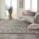 8' X 11' Gray Floral Indoor Outdoor Area Rug