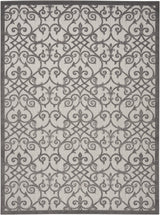 8' X 11' Gray Floral Indoor Outdoor Area Rug