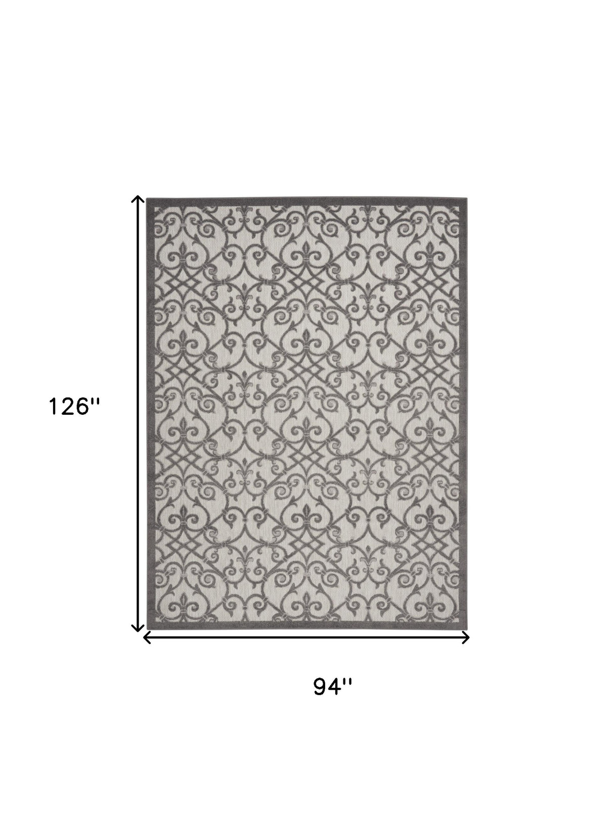 8' X 11' Gray Floral Indoor Outdoor Area Rug