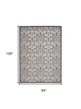 8' X 11' Gray Floral Indoor Outdoor Area Rug