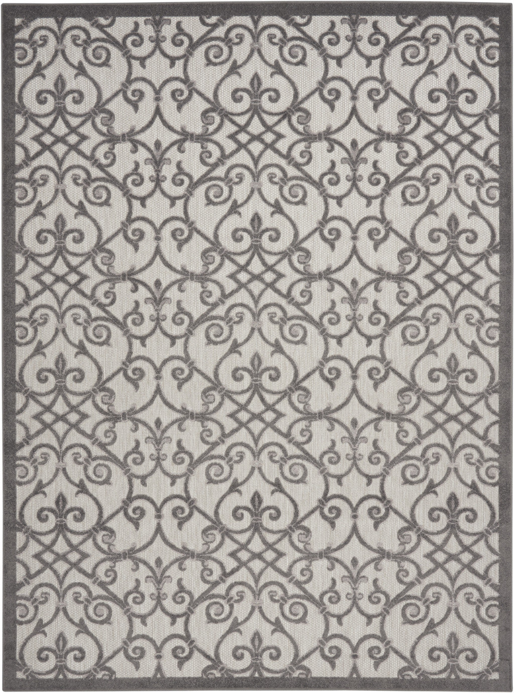 8' X 11' Gray Floral Indoor Outdoor Area Rug