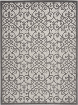 8' X 11' Gray Floral Indoor Outdoor Area Rug