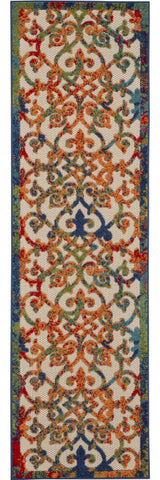 4' X 6' Ivory And Blue Floral Indoor Outdoor Area Rug