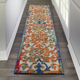 4' X 6' Ivory And Blue Floral Indoor Outdoor Area Rug