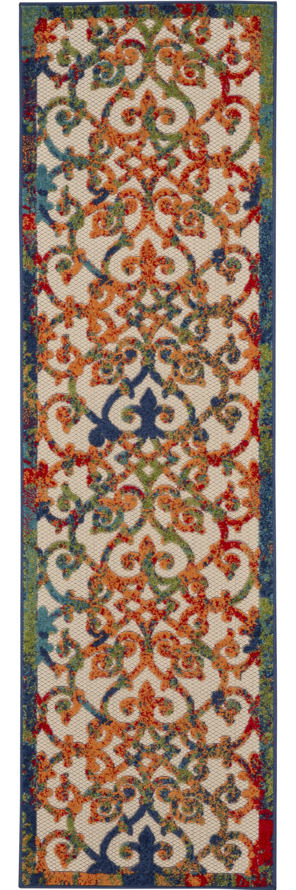 4' X 6' Ivory And Blue Floral Indoor Outdoor Area Rug