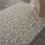 4' X 6' Gray And Ivory Floral Indoor Outdoor Area Rug