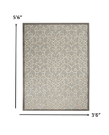 4' X 6' Gray And Ivory Floral Indoor Outdoor Area Rug