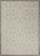 4' X 6' Gray And Ivory Floral Indoor Outdoor Area Rug