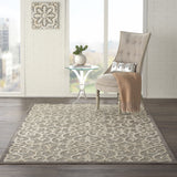 4' X 6' Gray And Ivory Floral Indoor Outdoor Area Rug