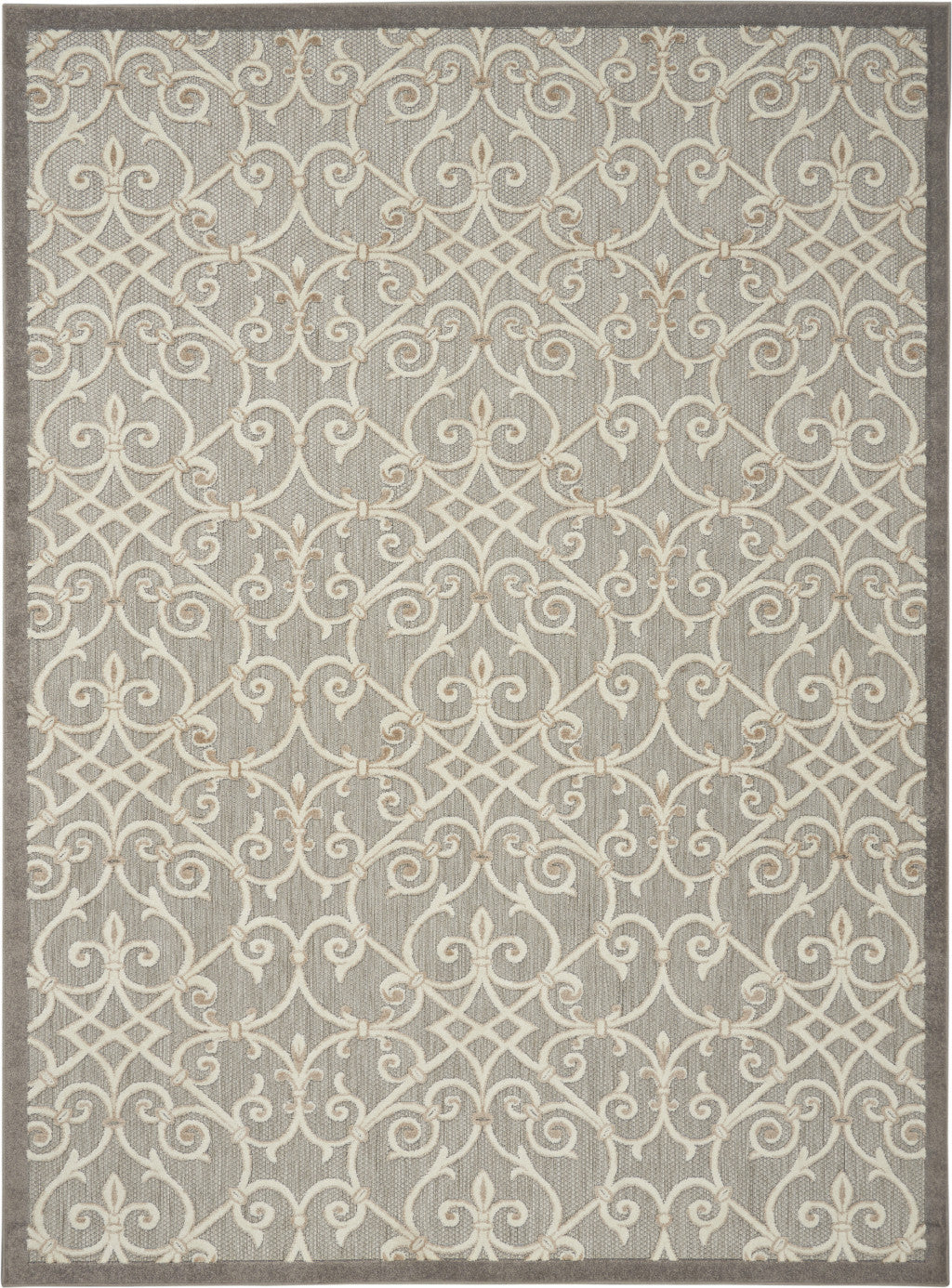 4' X 6' Gray And Ivory Floral Indoor Outdoor Area Rug