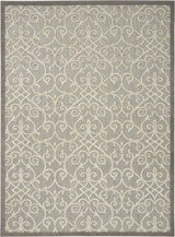 4' X 6' Gray And Ivory Floral Indoor Outdoor Area Rug