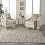 4' X 6' Gray And Ivory Floral Indoor Outdoor Area Rug