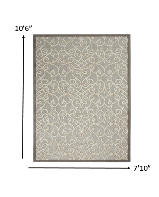 4' X 6' Gray And Ivory Floral Indoor Outdoor Area Rug