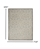 4' X 6' Gray And Ivory Floral Indoor Outdoor Area Rug