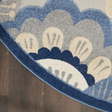 8' X 11' Blue And Gray Floral Indoor Outdoor Area Rug