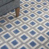 4' X 6' Blue And Gray Geometric Indoor Outdoor Area Rug