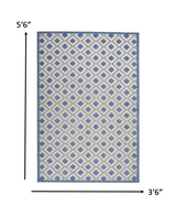 4' X 6' Blue And Gray Geometric Indoor Outdoor Area Rug