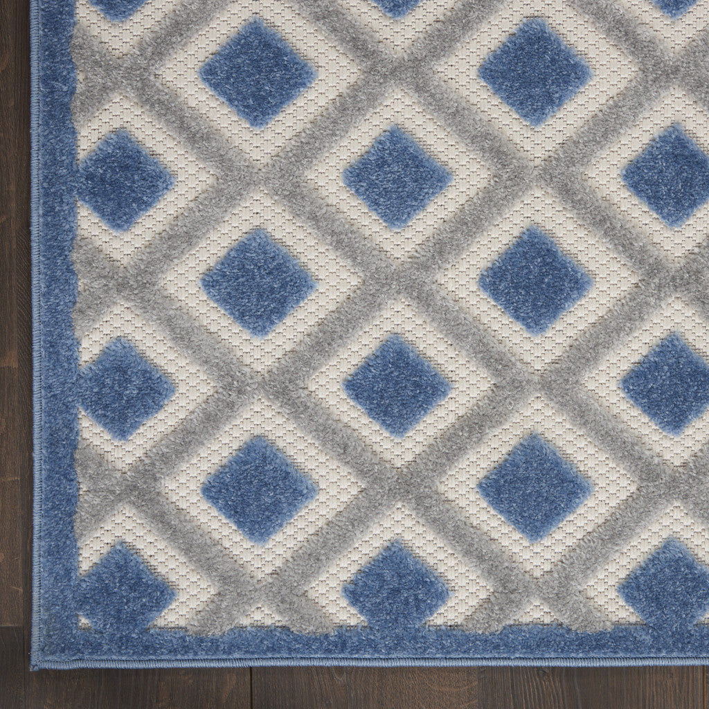 4' X 6' Blue And Gray Geometric Indoor Outdoor Area Rug