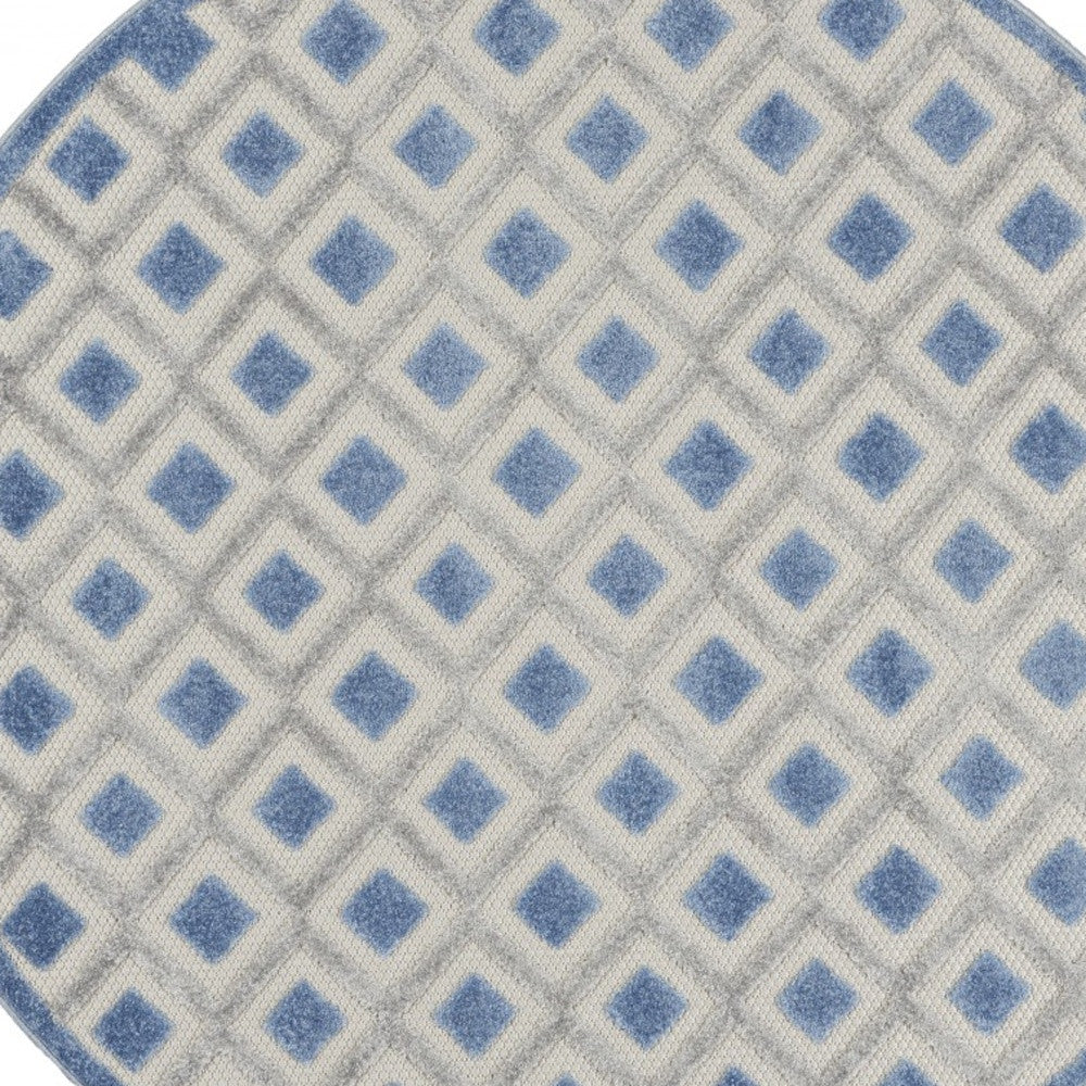 4' X 6' Blue And Gray Geometric Indoor Outdoor Area Rug