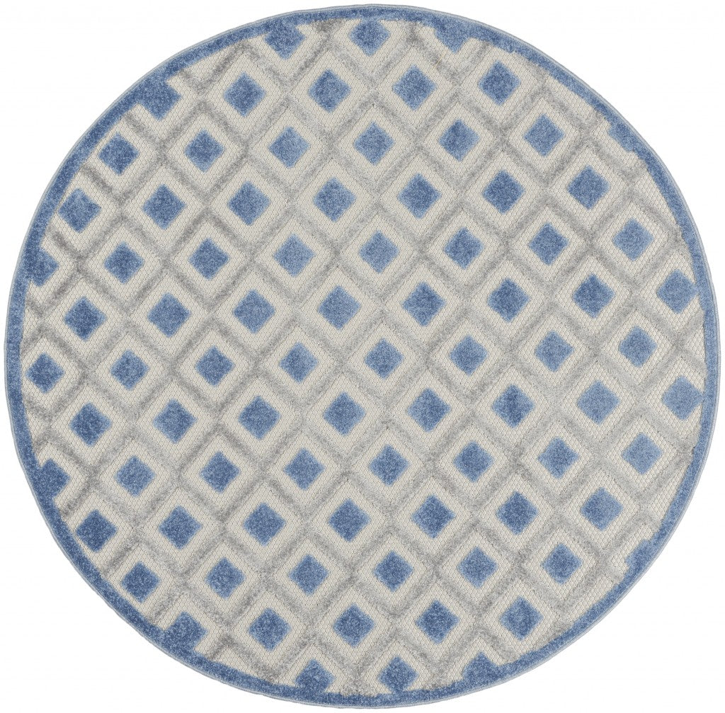 4' X 6' Blue And Gray Geometric Indoor Outdoor Area Rug