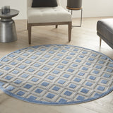 4' X 6' Blue And Gray Geometric Indoor Outdoor Area Rug