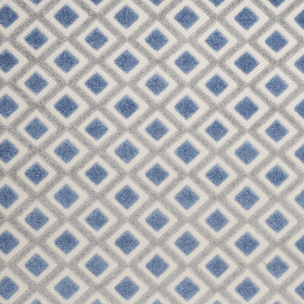 4' X 6' Blue And Gray Geometric Indoor Outdoor Area Rug