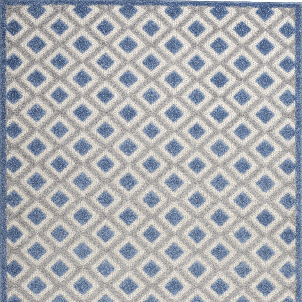 4' X 6' Blue And Gray Geometric Indoor Outdoor Area Rug