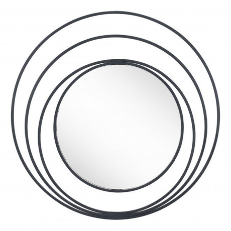 32" Black Concentric Circles Round Wall Mirror
