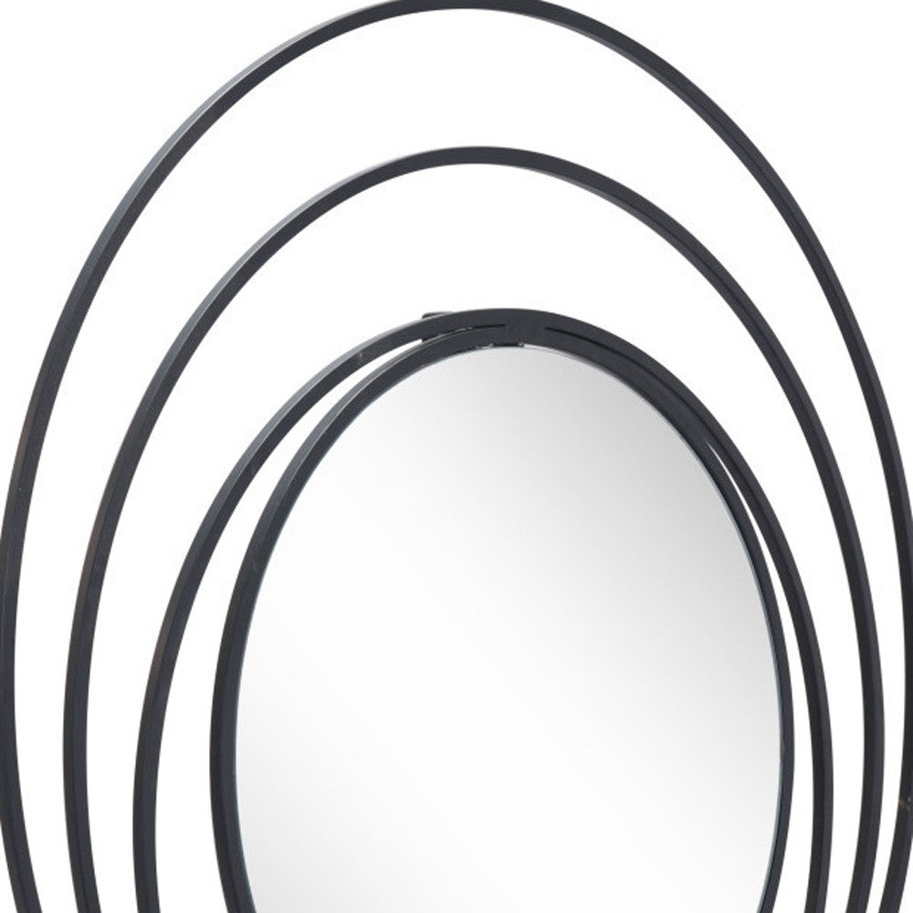 32" Black Concentric Circles Round Wall Mirror