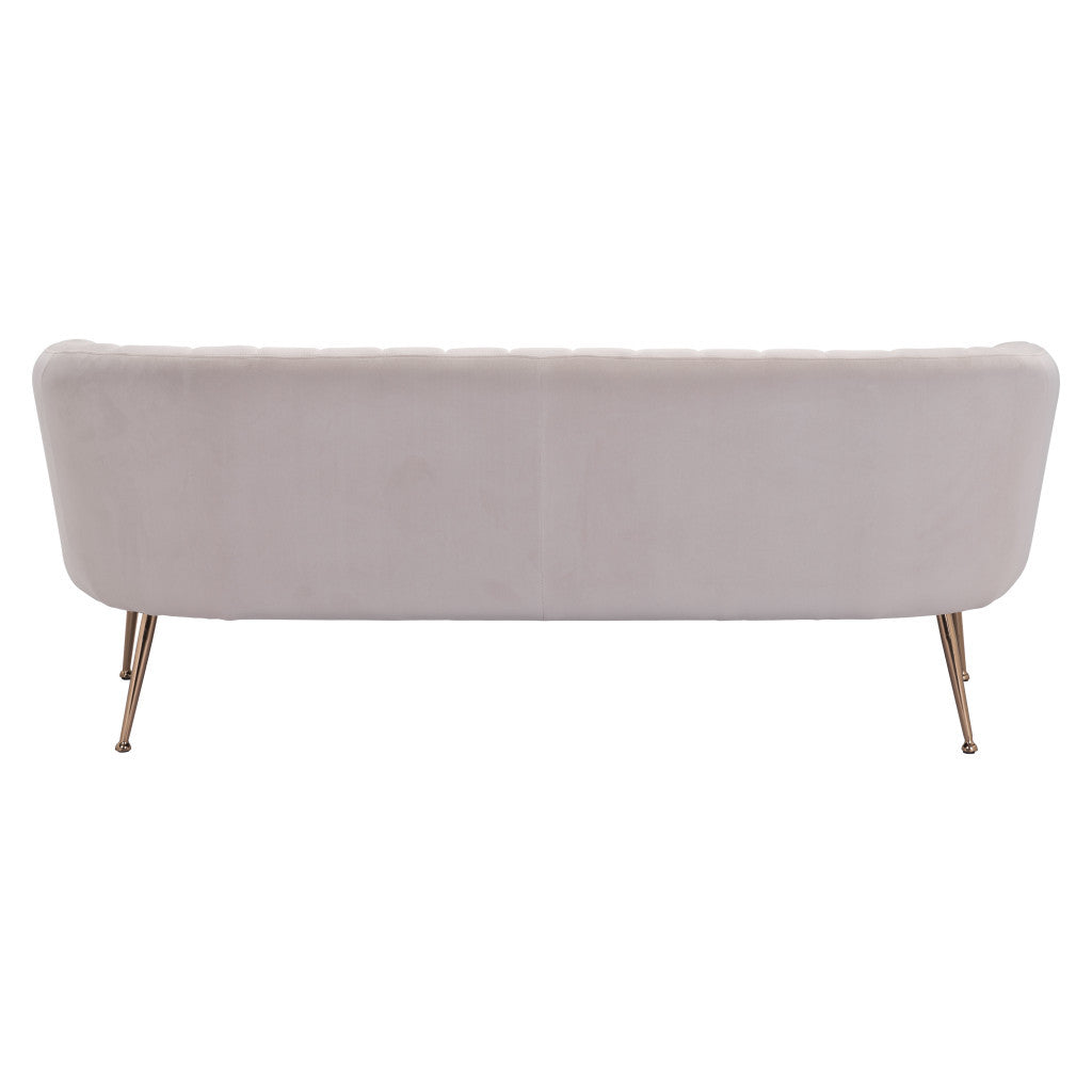 70" Beige Polyester Sofa With Gold Legs
