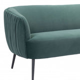 70" Green Velvet Sofa With Black Legs