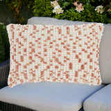 14" X 20" Coral and Beige Ribbed Indoor Outdoor Throw Pillow With Texture