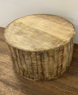 32" Brown Solid Wood Round Coffee Table