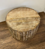 32" Brown Solid Wood Round Coffee Table