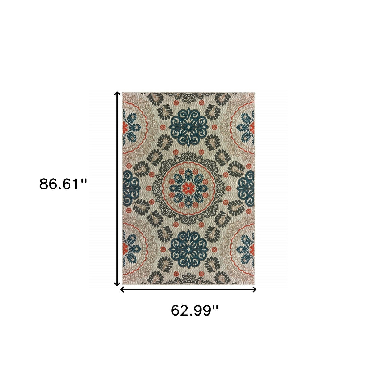 5' X 7' Blue and Gray Moroccan Indoor Outdoor Area Rug