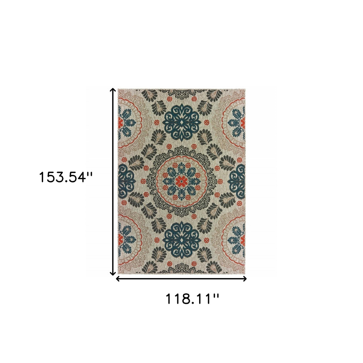 5' X 7' Blue and Gray Moroccan Indoor Outdoor Area Rug