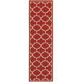 2' X 3' Red and Ivory Indoor Outdoor Area Rug