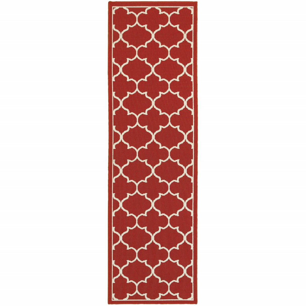 2' X 3' Red and Ivory Indoor Outdoor Area Rug