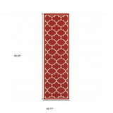 2' X 3' Red and Ivory Indoor Outdoor Area Rug