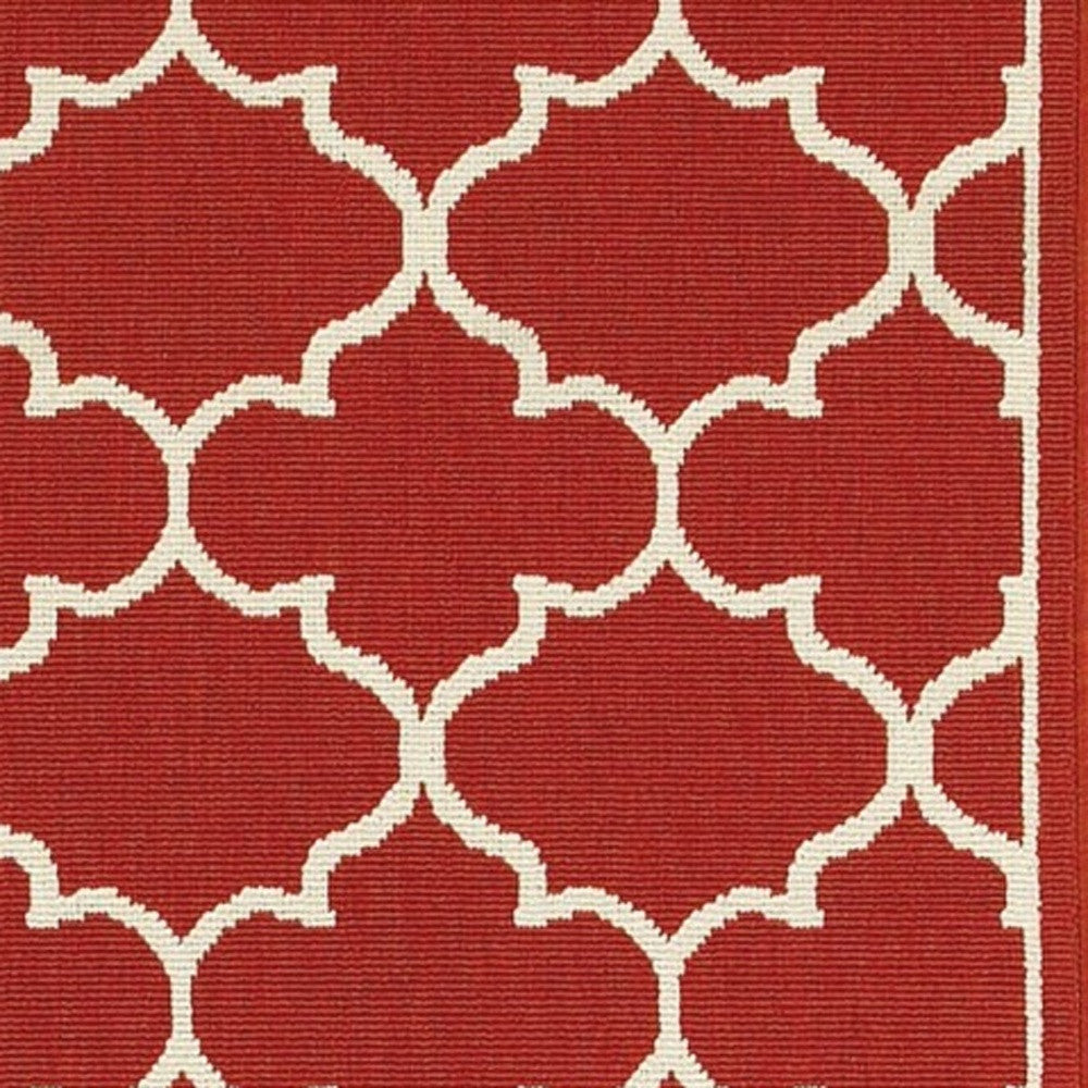 2' X 3' Red and Ivory Indoor Outdoor Area Rug