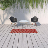 2' X 3' Red and Ivory Indoor Outdoor Area Rug