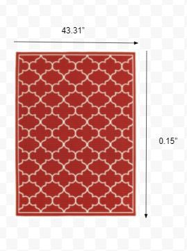 2' X 3' Red and Ivory Indoor Outdoor Area Rug