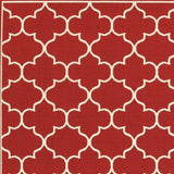 2' X 3' Red and Ivory Indoor Outdoor Area Rug