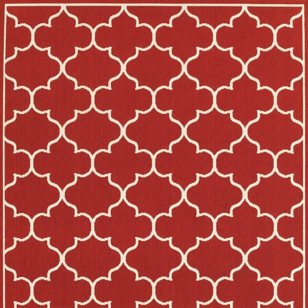 2' X 3' Red and Ivory Indoor Outdoor Area Rug