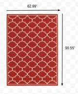 2' X 3' Red and Ivory Indoor Outdoor Area Rug