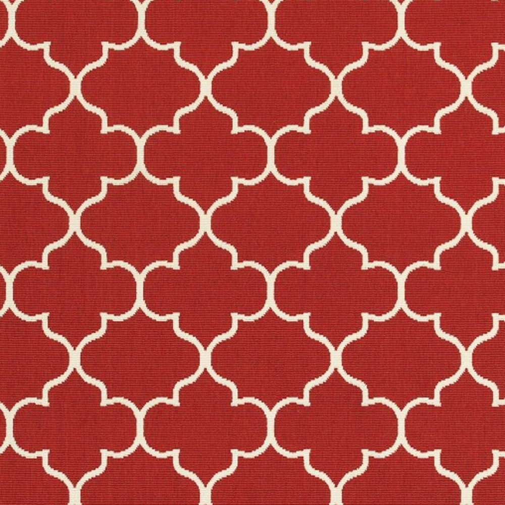 2' X 3' Red and Ivory Indoor Outdoor Area Rug