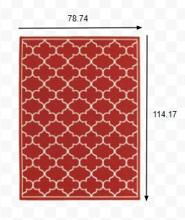 2' X 3' Red and Ivory Indoor Outdoor Area Rug