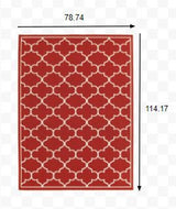 2' X 3' Red and Ivory Indoor Outdoor Area Rug