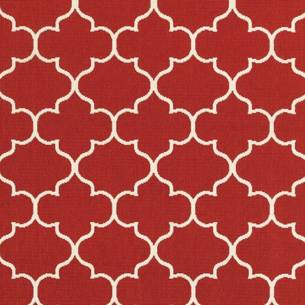 2' X 3' Red and Ivory Indoor Outdoor Area Rug