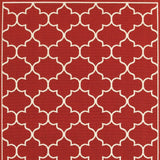 7' X 10' Red and Ivory Indoor Outdoor Area Rug